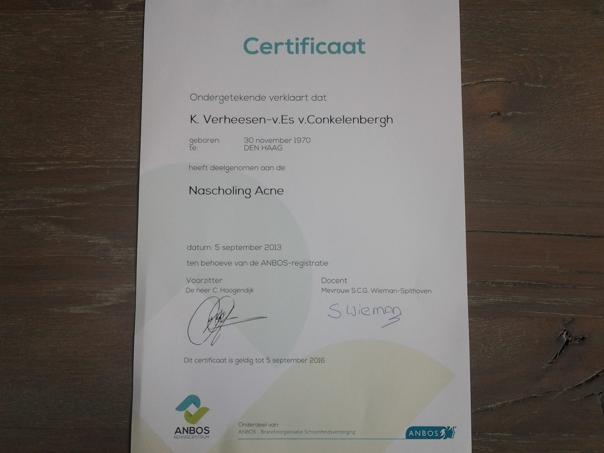 certificaat acne 2013